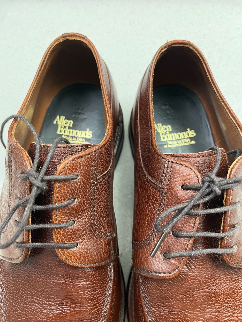 Allen Edmonds "Jackson" Brown Pebbled Leather Derby Shoes VGUC